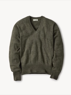 Coastal Pine Biella Linen Wool V-Neck